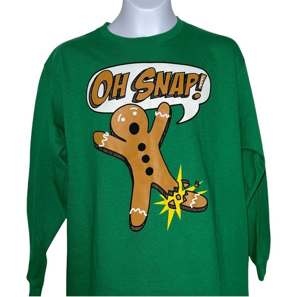 NWT Fifth Sun Oh Snap! Gingerbread Man Green Holiday Christmas Funny Tee Boy's L - Picture 2 of 7